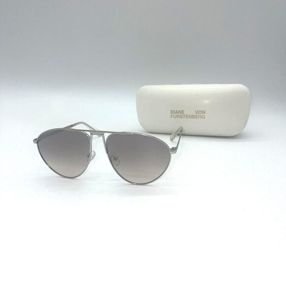 Diane von Furstenberg Aviator Sunglasses Women\'s Gold Silver DVF852S 033